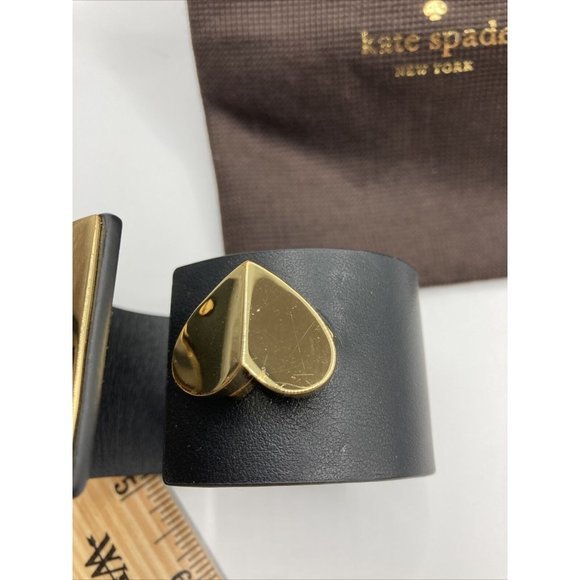 Kate Spade Logo Twist Lock Heart Leather Bracelet Brown Gold gift bag 8" NWOT - Picture 5 of 12